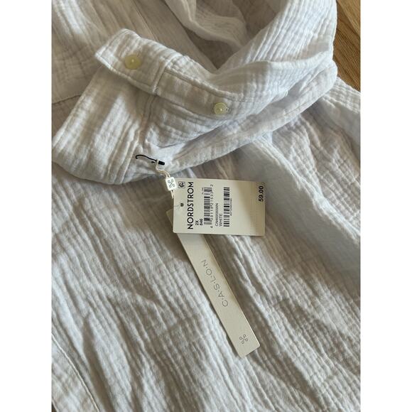 NWT Womens White Gauze Button-Up Shirt 2X 100% Cotton Lightweight Collared Top - Picture 3 of 10